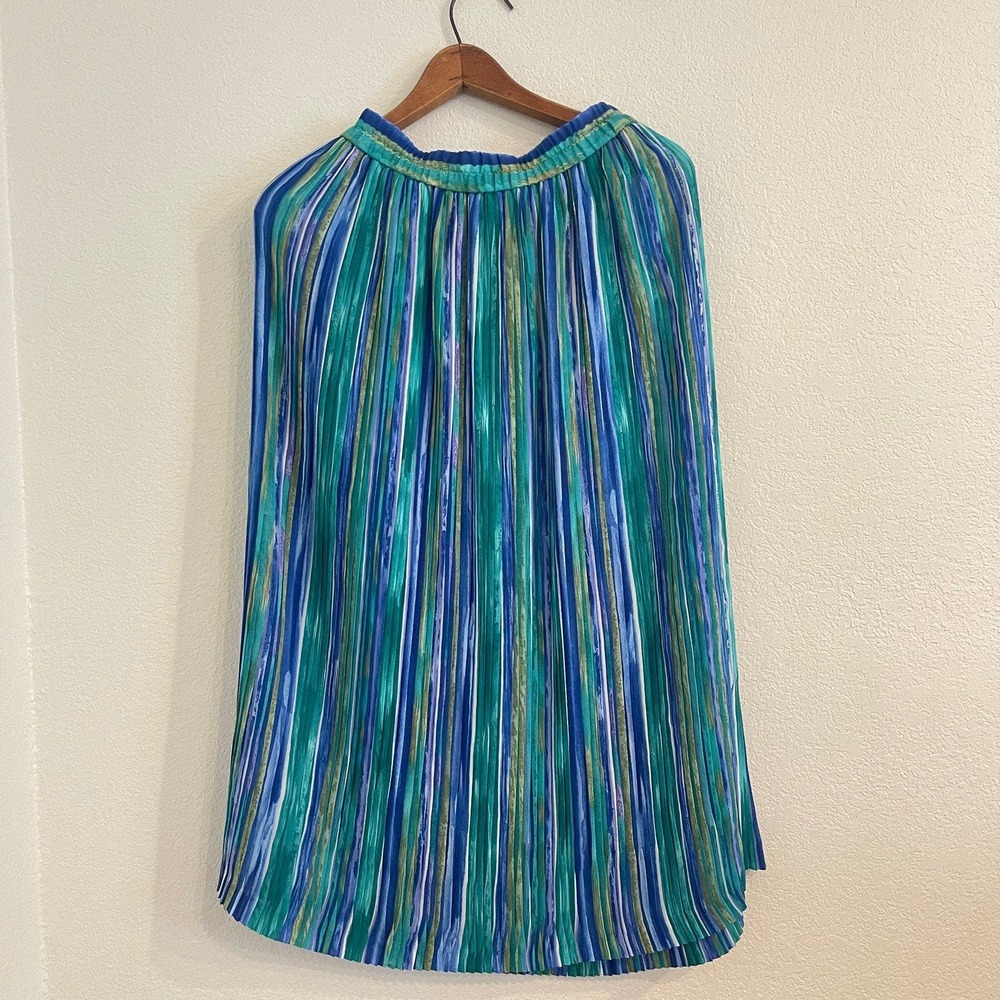Vintage KORET Long Maxi Pleated Vertical Striped Skirt, Size SMALL - Picture 2 of 9